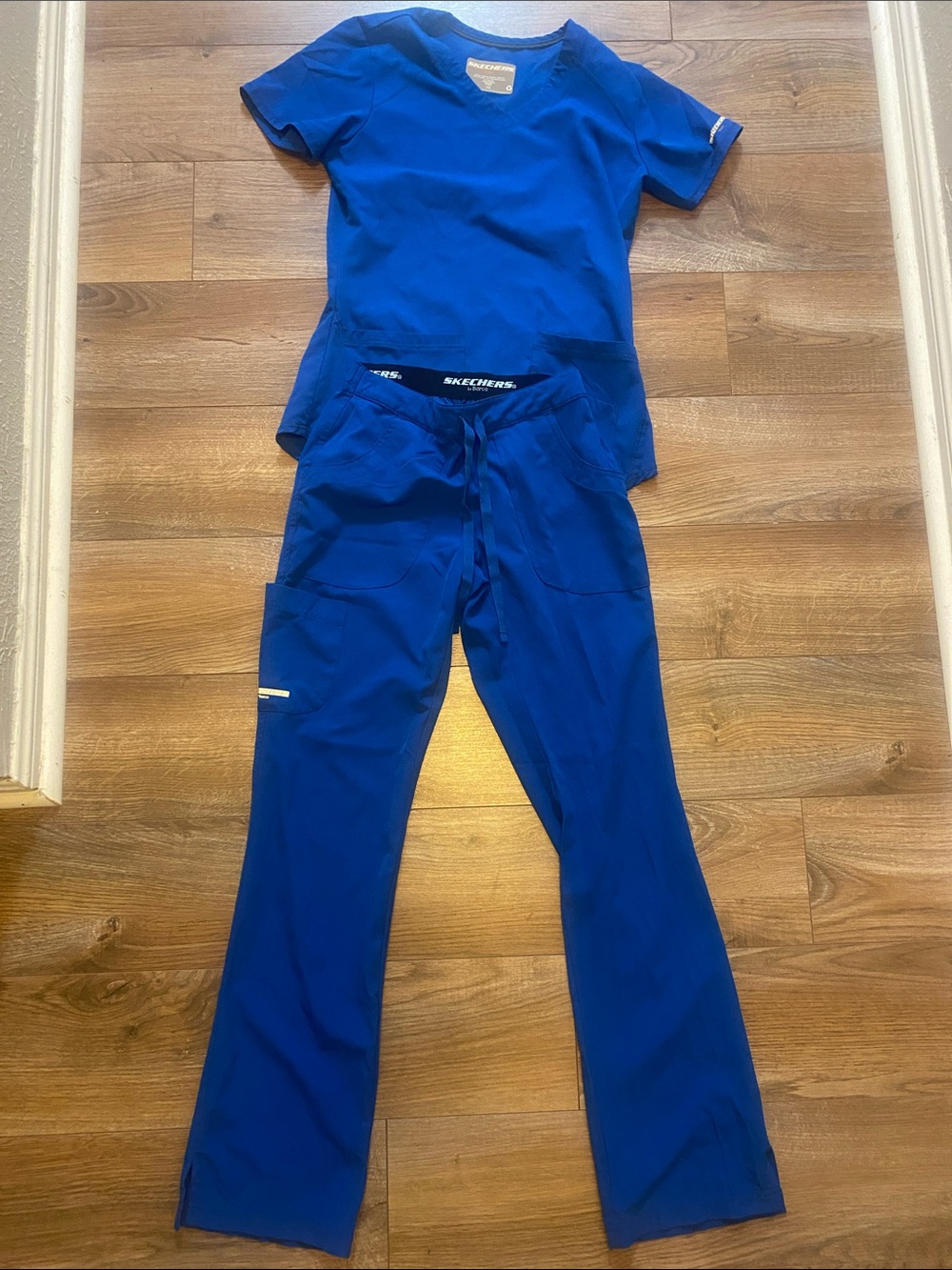 Skechers Cobalt Blue Medical Scrub Top and Drawstring Pants